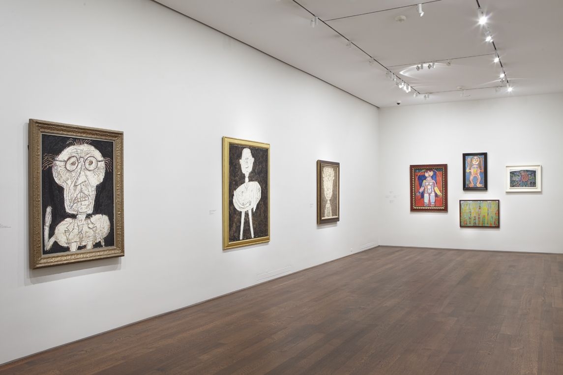Installation view of Jean Dubuffet: Anticultural Positions, April 15&ndash;June 10, 2016.&nbsp;Left to Right, Top to Bottom:, Dh&ocirc;tel,&nbsp;July-August 1947, Lent by&nbsp;Private Collection, courtesy Richard Gray Gallery