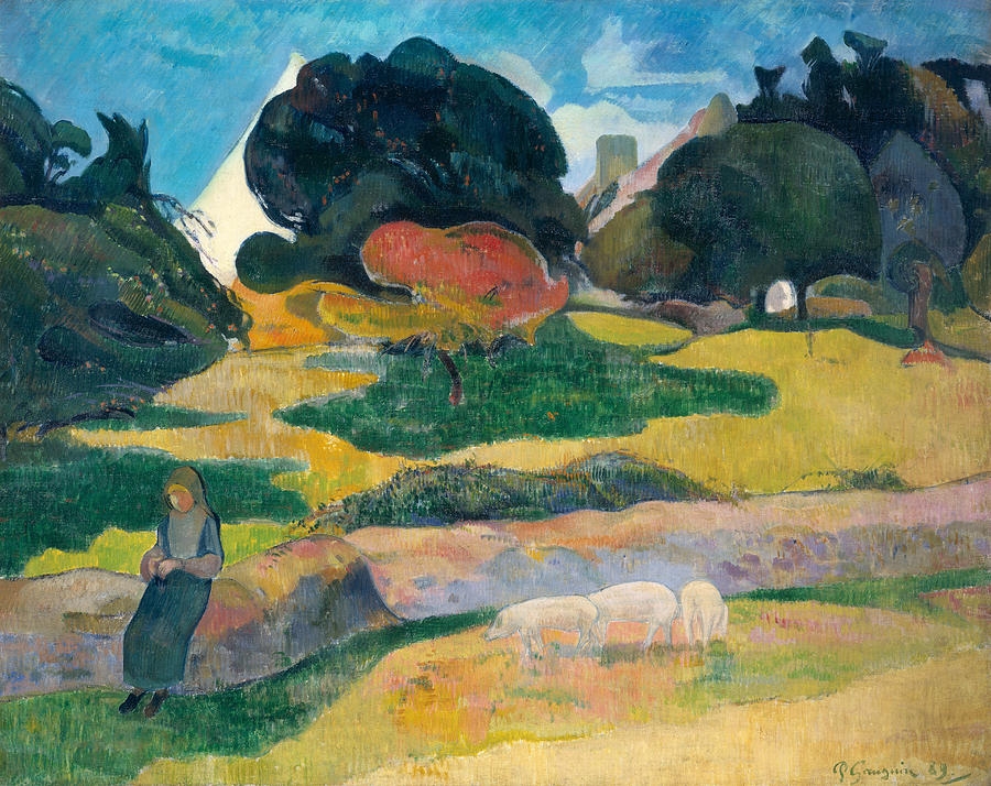 Gauguin Girls Herding Pigs
