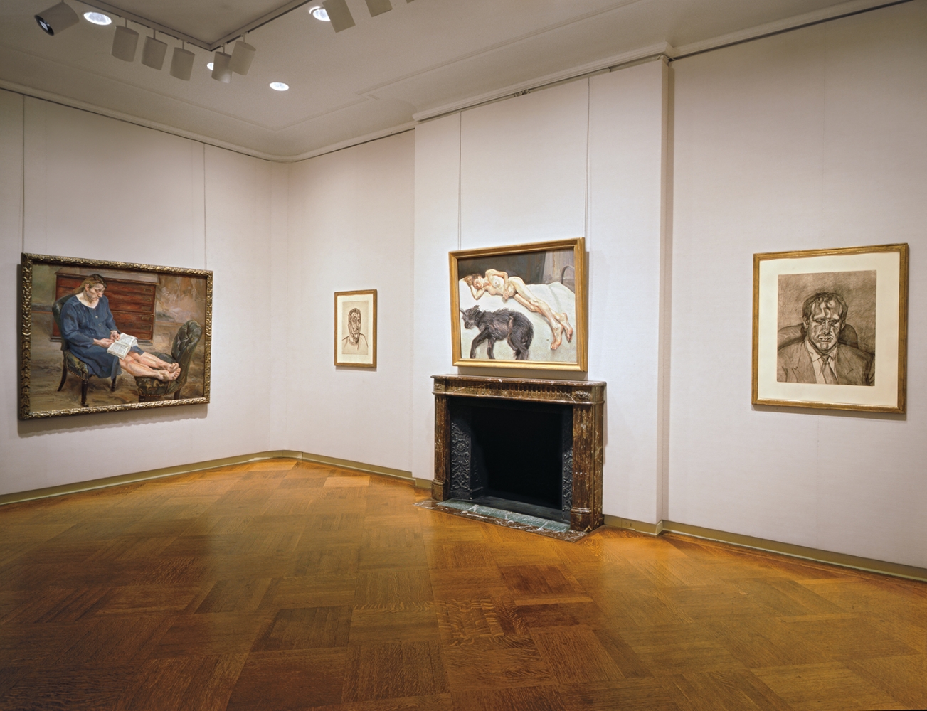 Installation view of Lucian Freud: Recent Work, April 10 - May 19, 2000. Art © The Lucian Freud Archive / Bridgeman Images.
