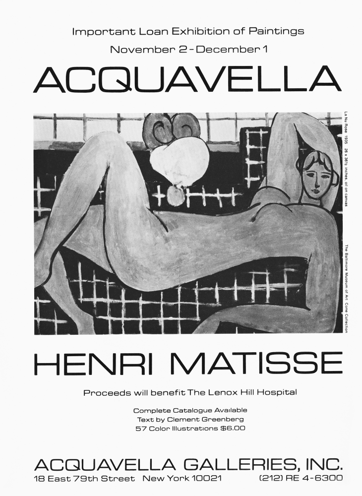 Advertisement for&nbsp;Henri Matisse exhibition, fall 1973.