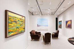 Works by Jon Joanis, Isca Greenfield-Sanders, and Yuka Kashiara on view in Unnatural Nature: Post-Pop Landscapes, on view in the Palm Beach gallery April 15 - May 25, 2022.  Installation view by Silvia Ros.