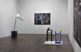 Installation view of Riopelle | Miró: Color at Acquavella Galleries from October 1 - December 11, 2015.