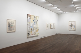 Installation view of Jean-Michel Basquiat Drawing: Work from the Schorr Family Collection at Acquavella Galleries from April 30 - June 12, 2014.