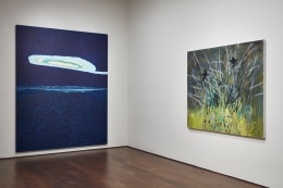 Works by William Monk and Jennifer Coates on view in Unnatural Nature: Post-Pop Landscapes, on view in the New York gallery April 21 - June 10, 2022.  Installation view by Kent Pell.