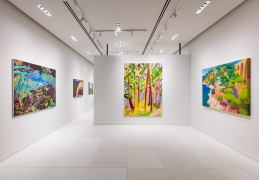 Works by Makiko Kudo, Nicole Wittenberg, and Daniel Heidkamp on view in Unnatural Nature: Post-Pop Landscapes, on view in the Palm Beach gallery April 15 - May 25, 2022.  Installation view by Silvia Ros.