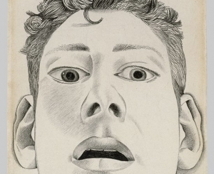 Lucian Freud's early drawing "Startled man (self-portrait)," 1948