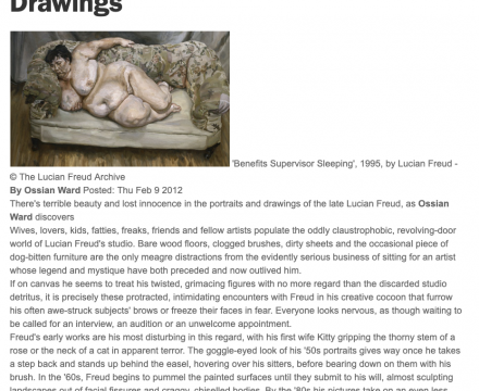 Photograph of "Review of Lucian Freud Portraits and Drawings"