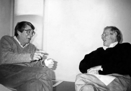 Photograph of Richard Diebenkorn and Wayne Thiebaud, around 1991