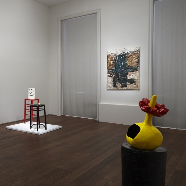 Installation view of Riopelle | Miró: Color at Acquavella Galleries from October 1 - December 11, 2015